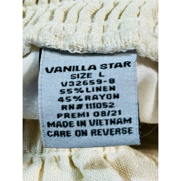 NWT Vanilla Star Linen Ruffle Shorts Booty Hi Waist Elastic Large Ivory - Picture 7 of 10